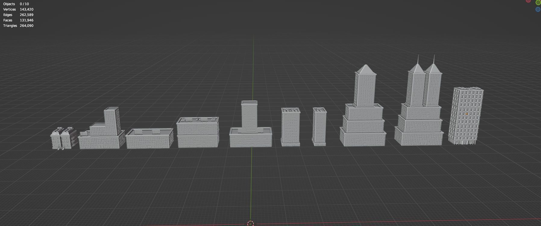 Low Poly City Buildings Pack Of 140 - Game Ready - Untextured  Low-poly 3D model_23