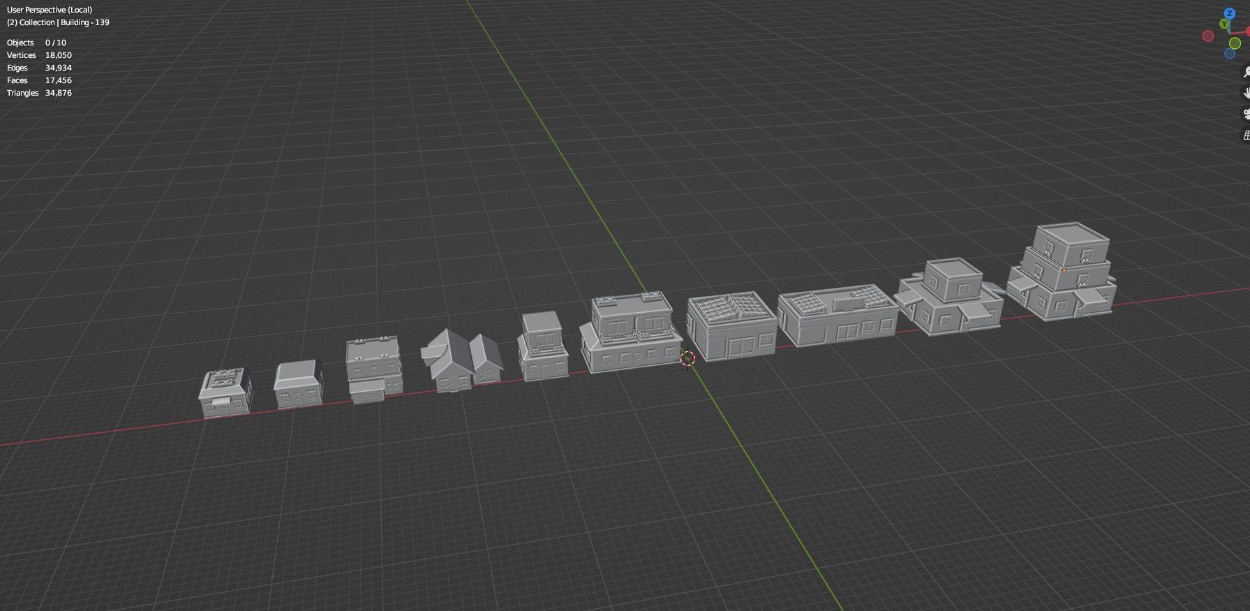 Low Poly City Buildings Pack Of 140 - Game Ready - Untextured  Low-poly 3D model_77