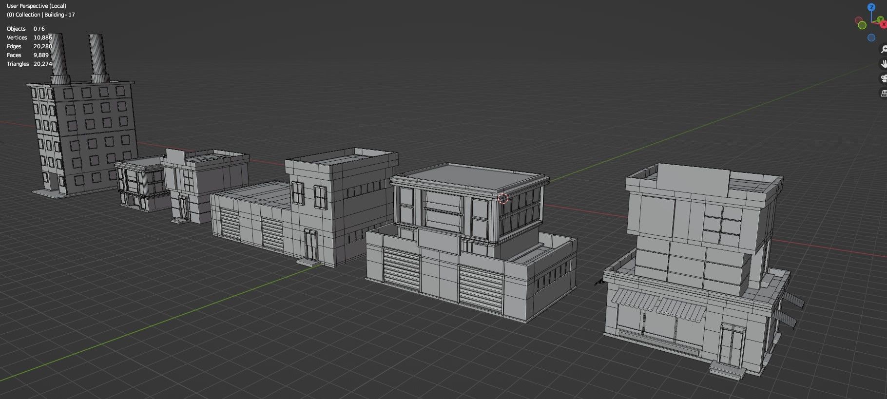 Low Poly City Buildings Pack Of 140 - Game Ready - Untextured  Low-poly 3D model_102