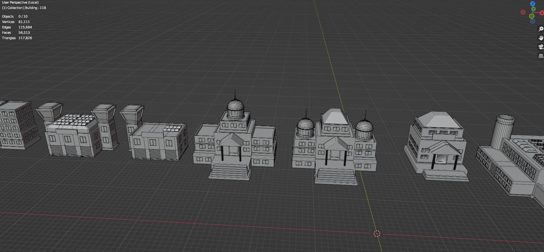 Low Poly City Buildings Pack Of 140 - Game Ready - Untextured  Low-poly 3D model_98