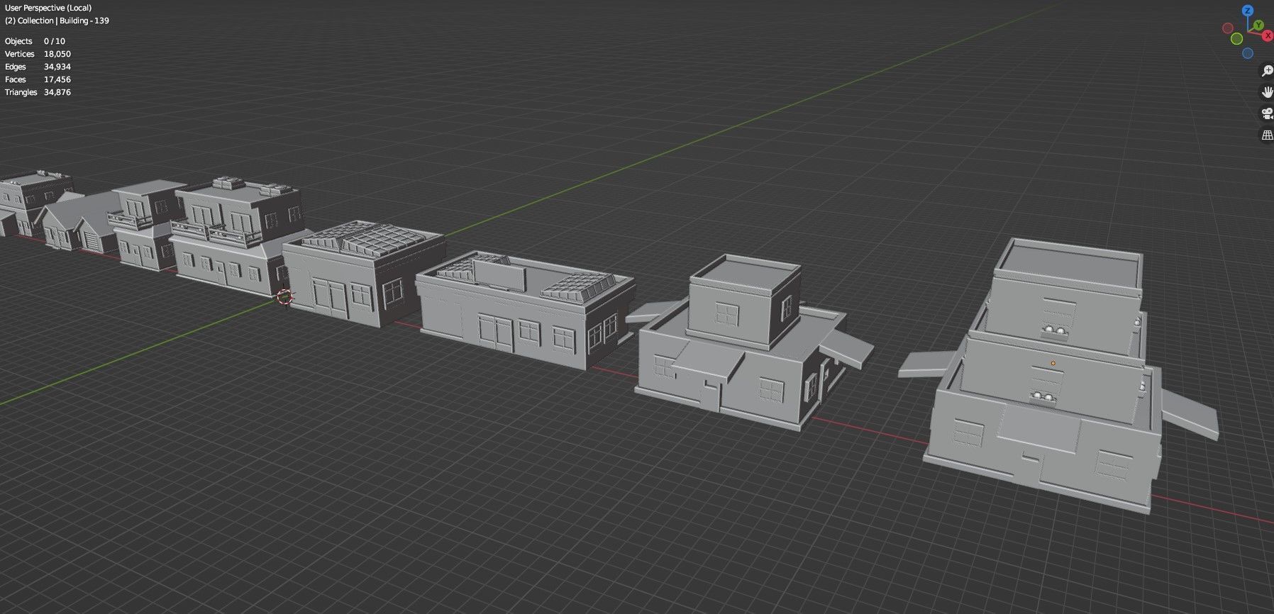 Low Poly City Buildings Pack Of 140 - Game Ready - Untextured  Low-poly 3D model_16