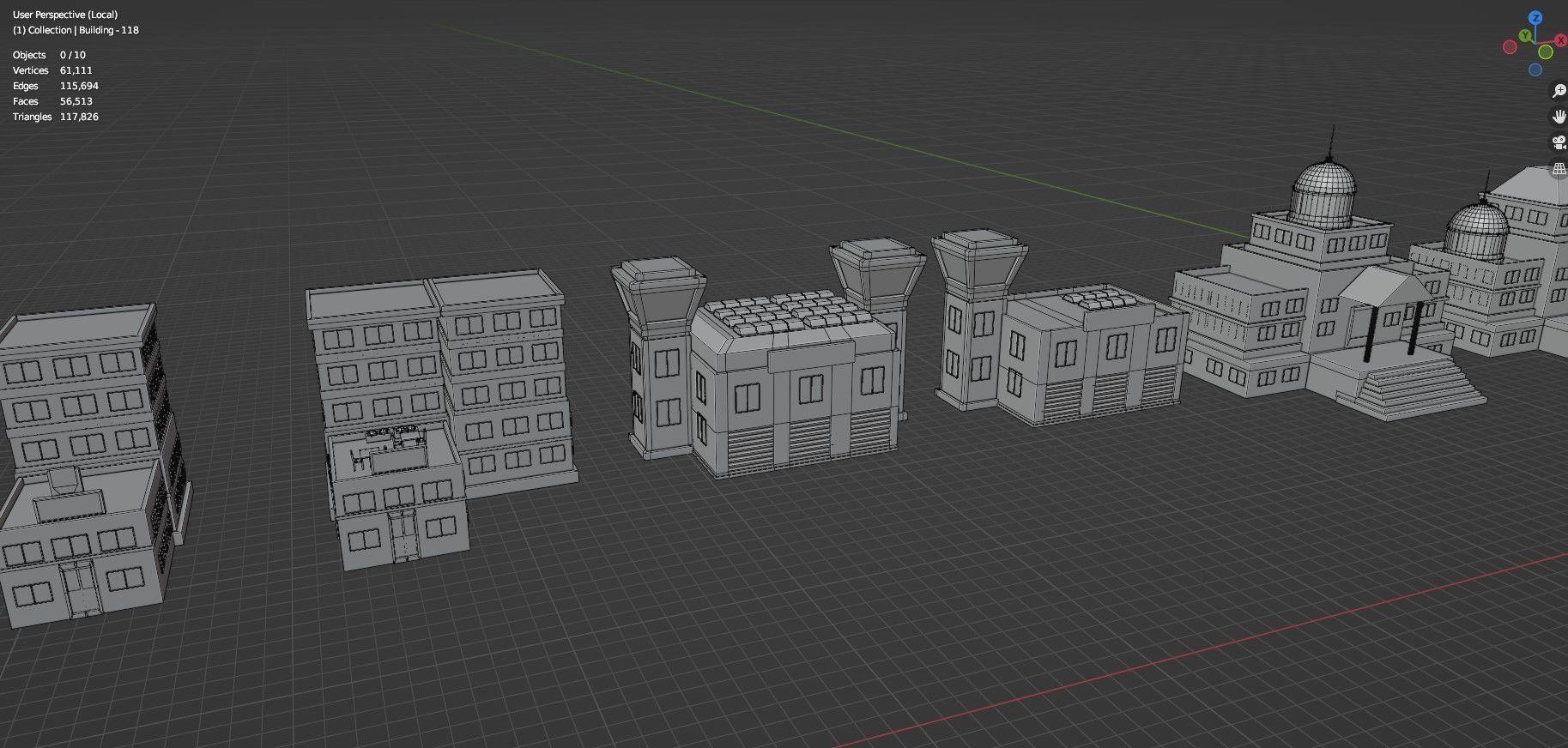 Low Poly City Buildings Pack Of 140 - Game Ready - Untextured  Low-poly 3D model_99