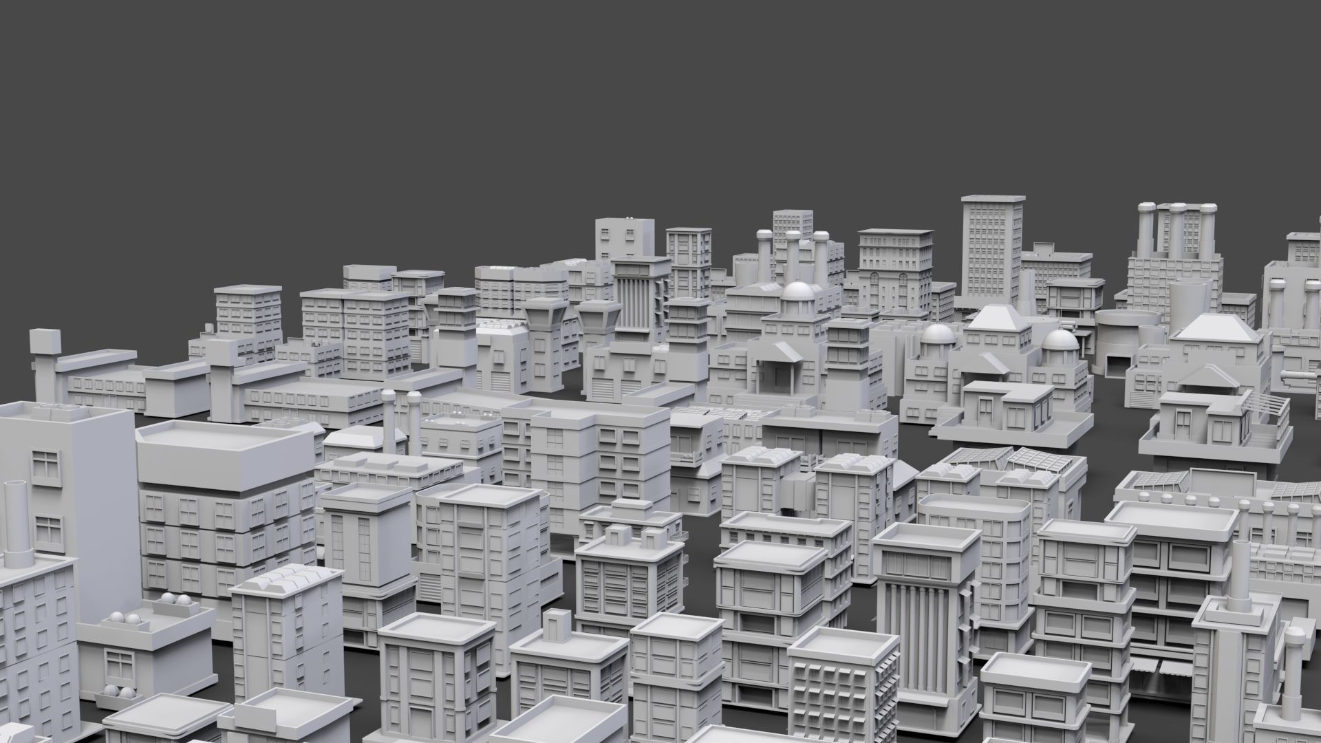 Low Poly City Buildings Pack Of 140 - Game Ready - Untextured  Low-poly 3D model_3