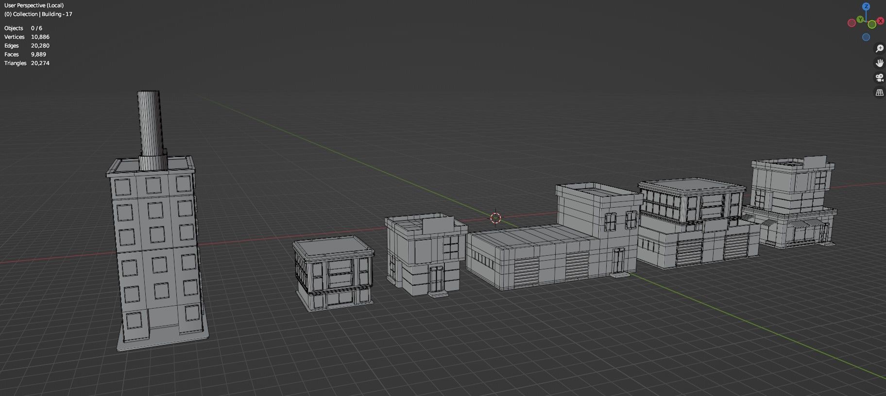 Low Poly City Buildings Pack Of 140 - Game Ready - Untextured  Low-poly 3D model_47