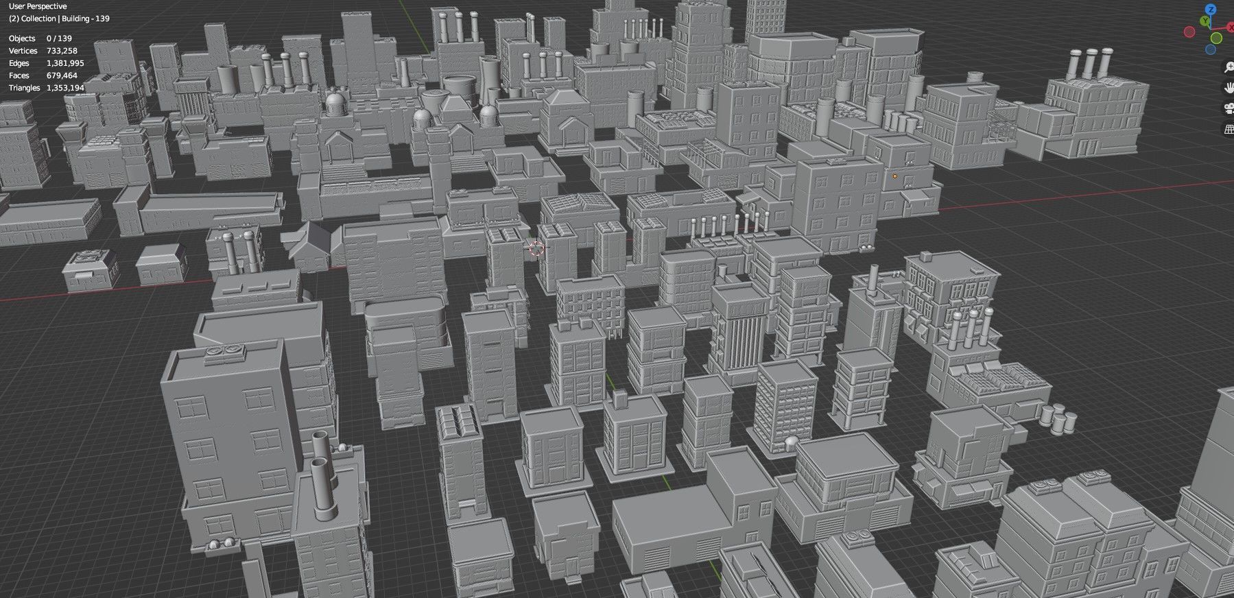 Low Poly City Buildings Pack Of 140 - Game Ready - Untextured  Low-poly 3D model_74