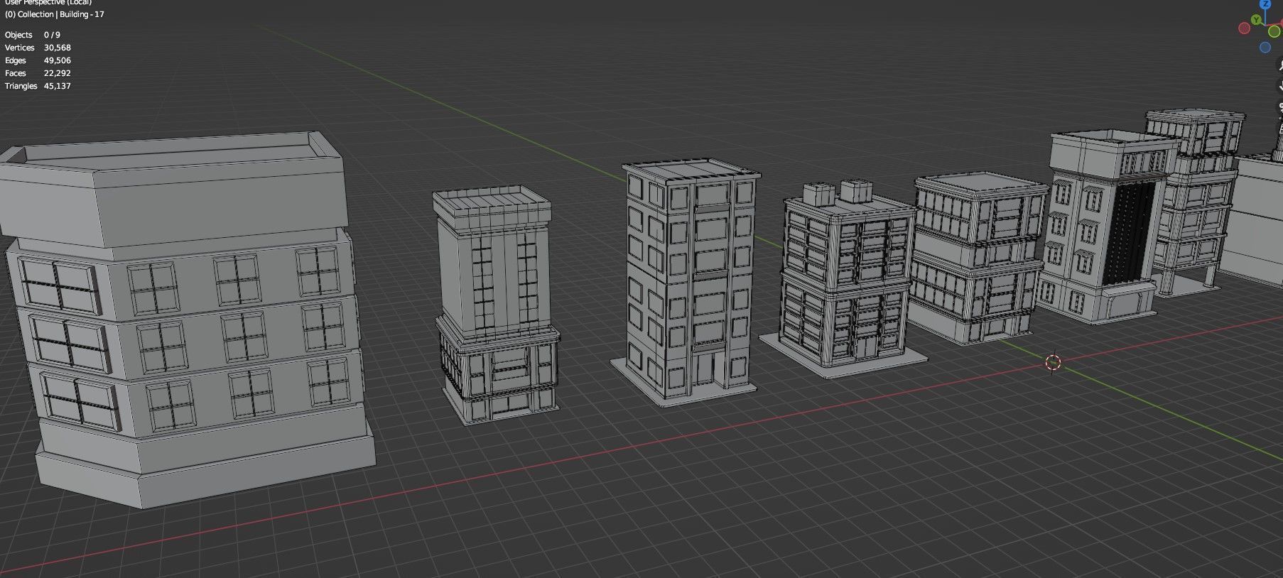 Low Poly City Buildings Pack Of 140 - Game Ready - Untextured  Low-poly 3D model_110