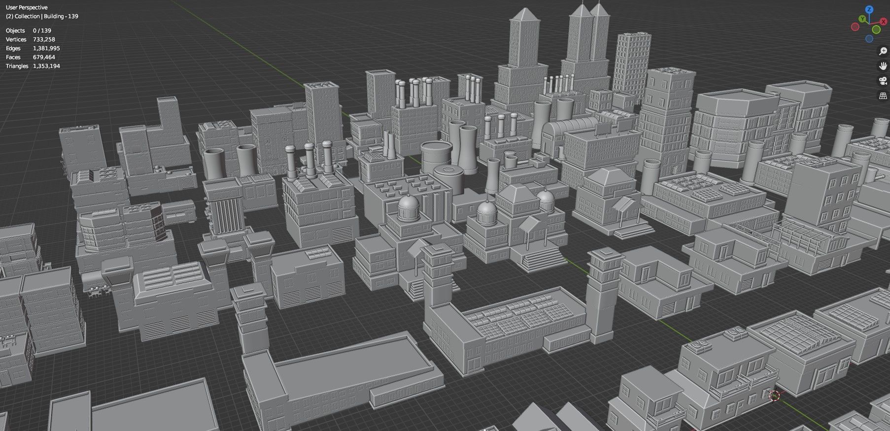 Low Poly City Buildings Pack Of 140 - Game Ready - Untextured  Low-poly 3D model_101