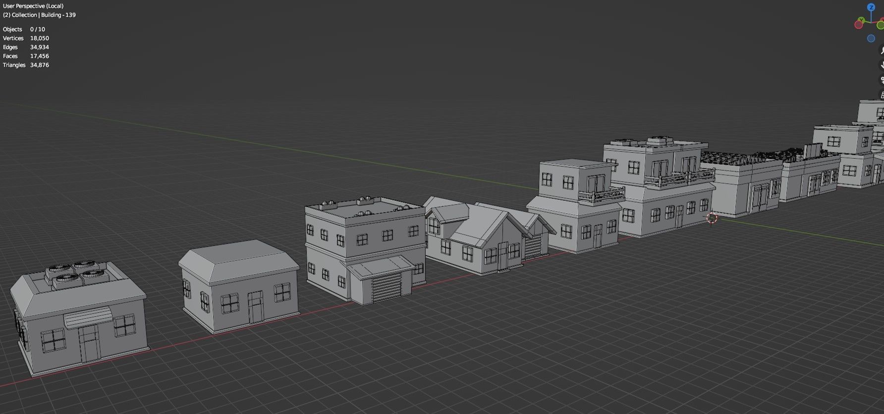 Low Poly City Buildings Pack Of 140 - Game Ready - Untextured  Low-poly 3D model_73
