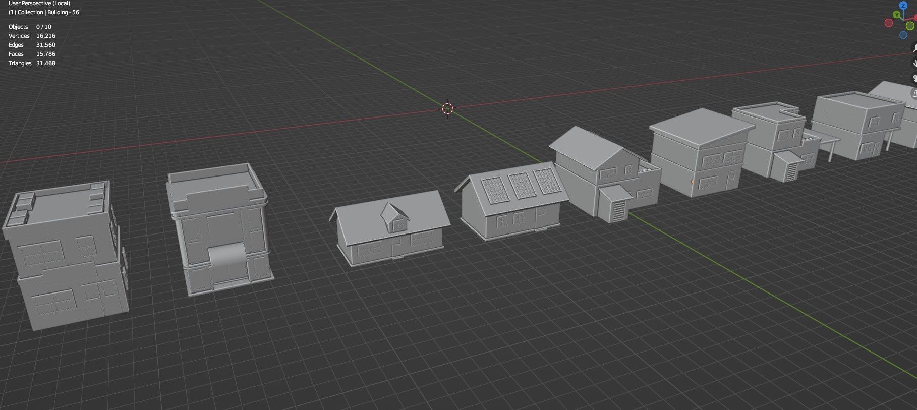 Low Poly City Buildings Pack Of 140 - Game Ready - Untextured  Low-poly 3D model_58