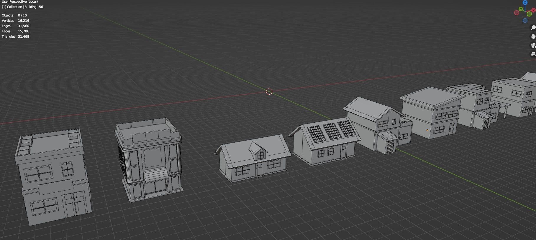 Low Poly City Buildings Pack Of 140 - Game Ready - Untextured  Low-poly 3D model_69