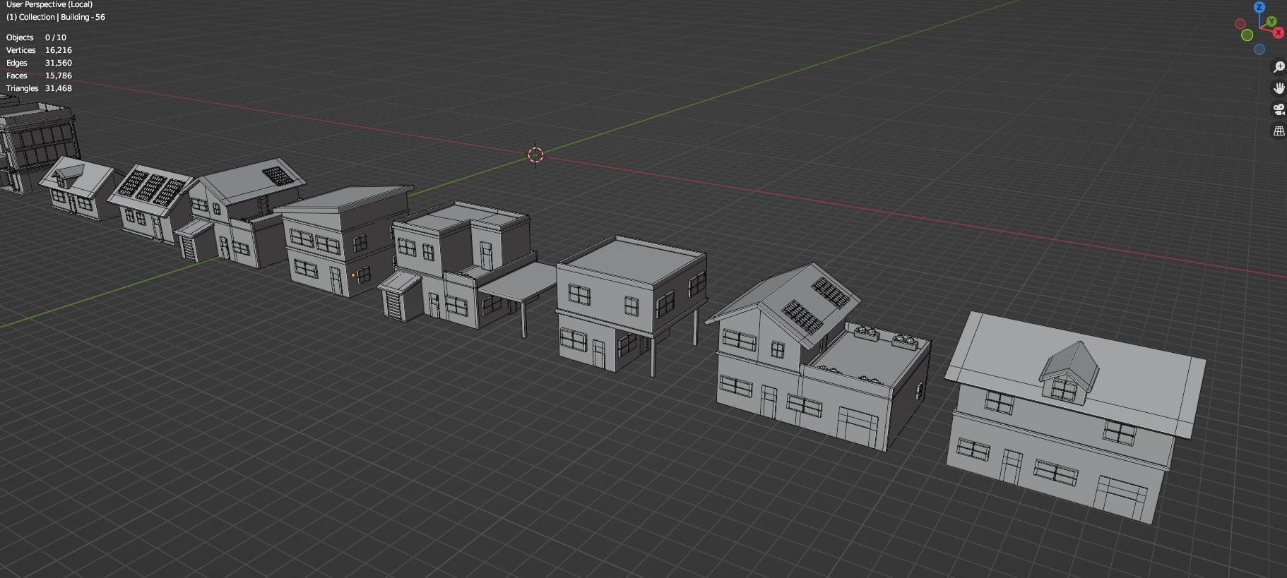 Low Poly City Buildings Pack Of 140 - Game Ready - Untextured  Low-poly 3D model_45