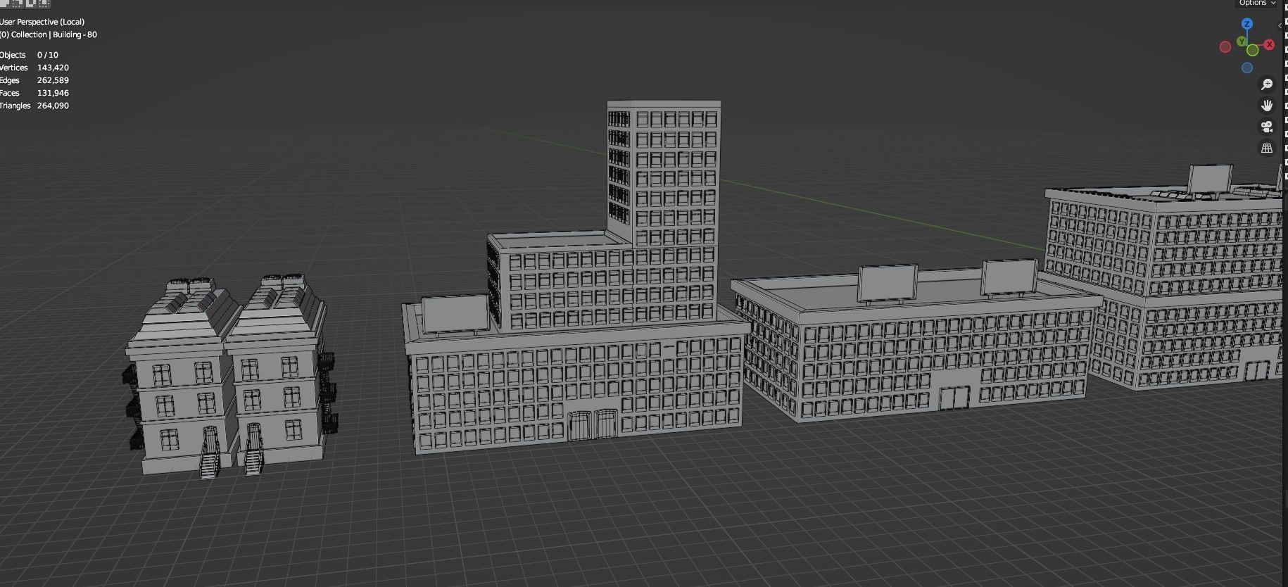 Low Poly City Buildings Pack Of 140 - Game Ready - Untextured  Low-poly 3D model_122