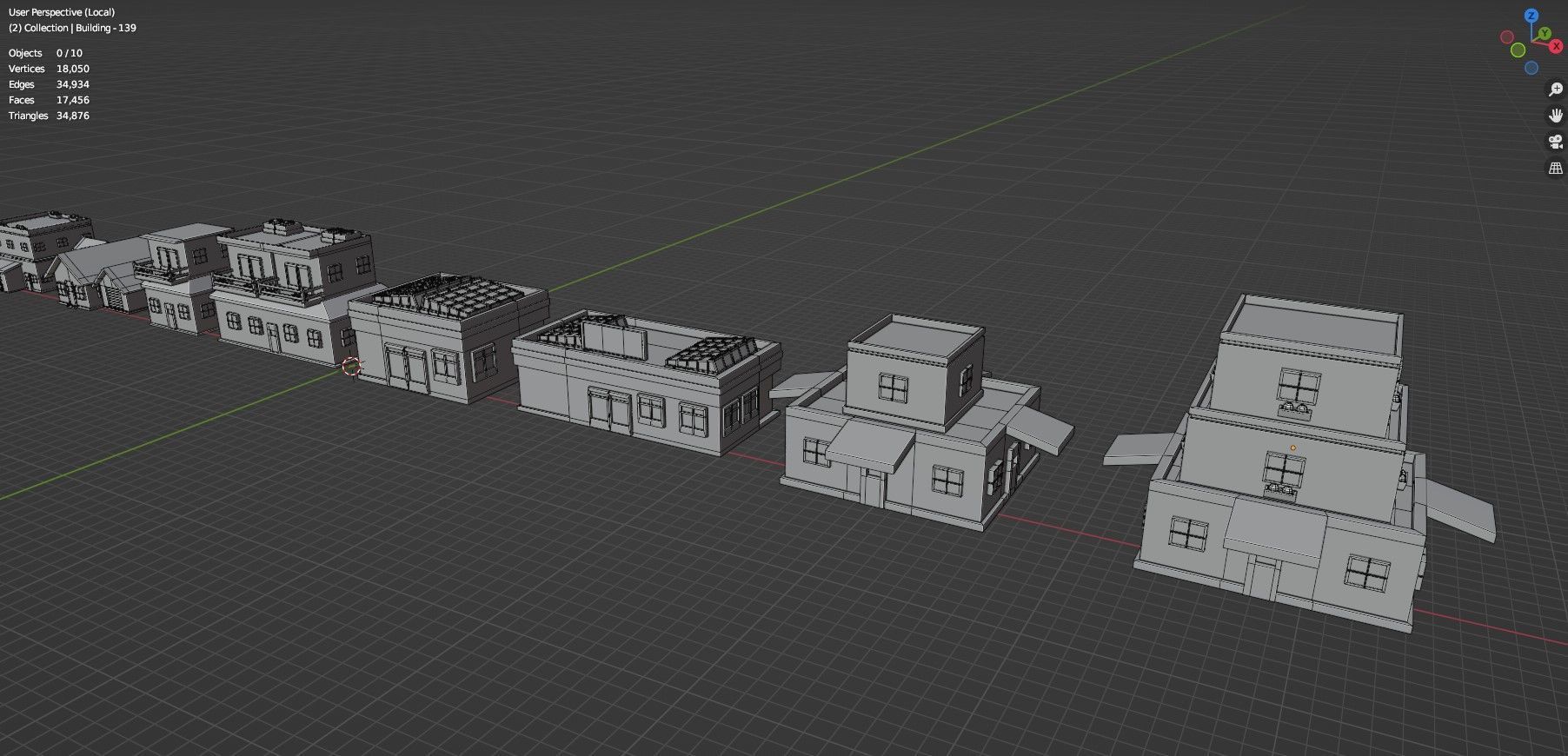 Low Poly City Buildings Pack Of 140 - Game Ready - Untextured  Low-poly 3D model_108