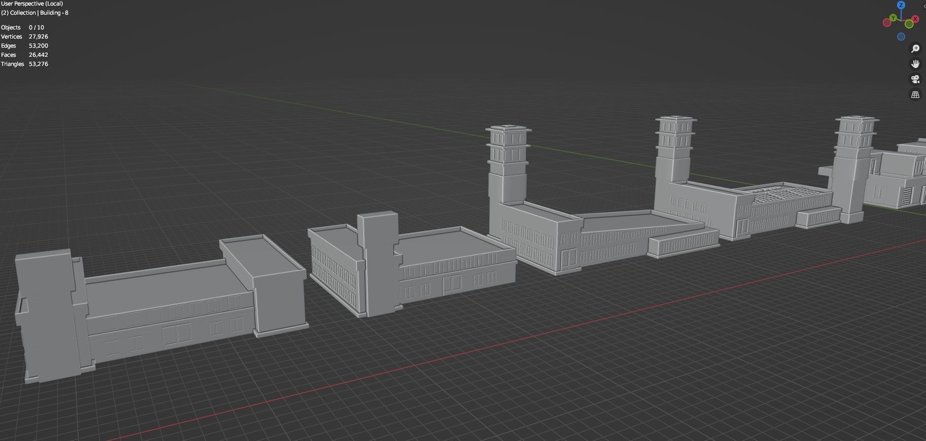Low Poly City Buildings Pack Of 140 - Game Ready - Untextured  Low-poly 3D model_89