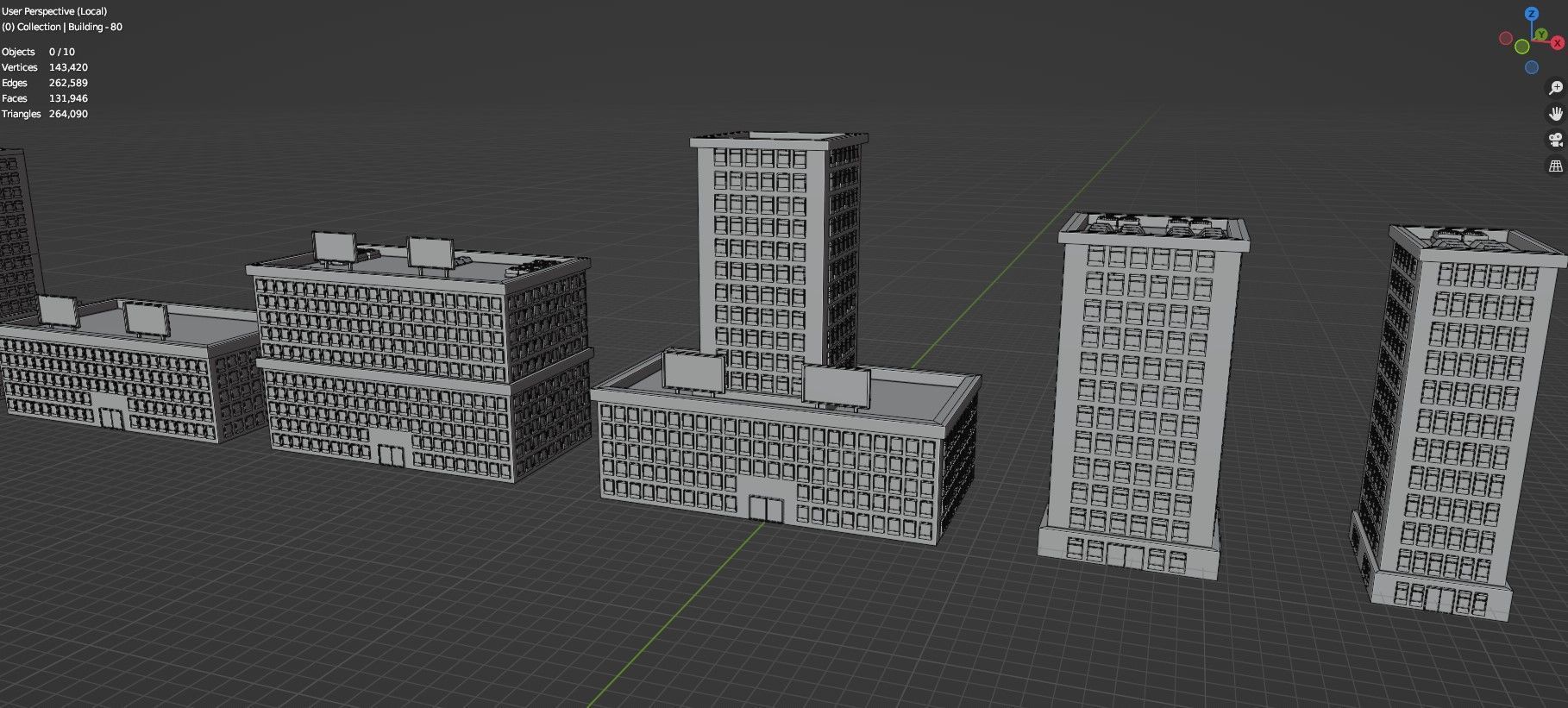 Low Poly City Buildings Pack Of 140 - Game Ready - Untextured  Low-poly 3D model_68
