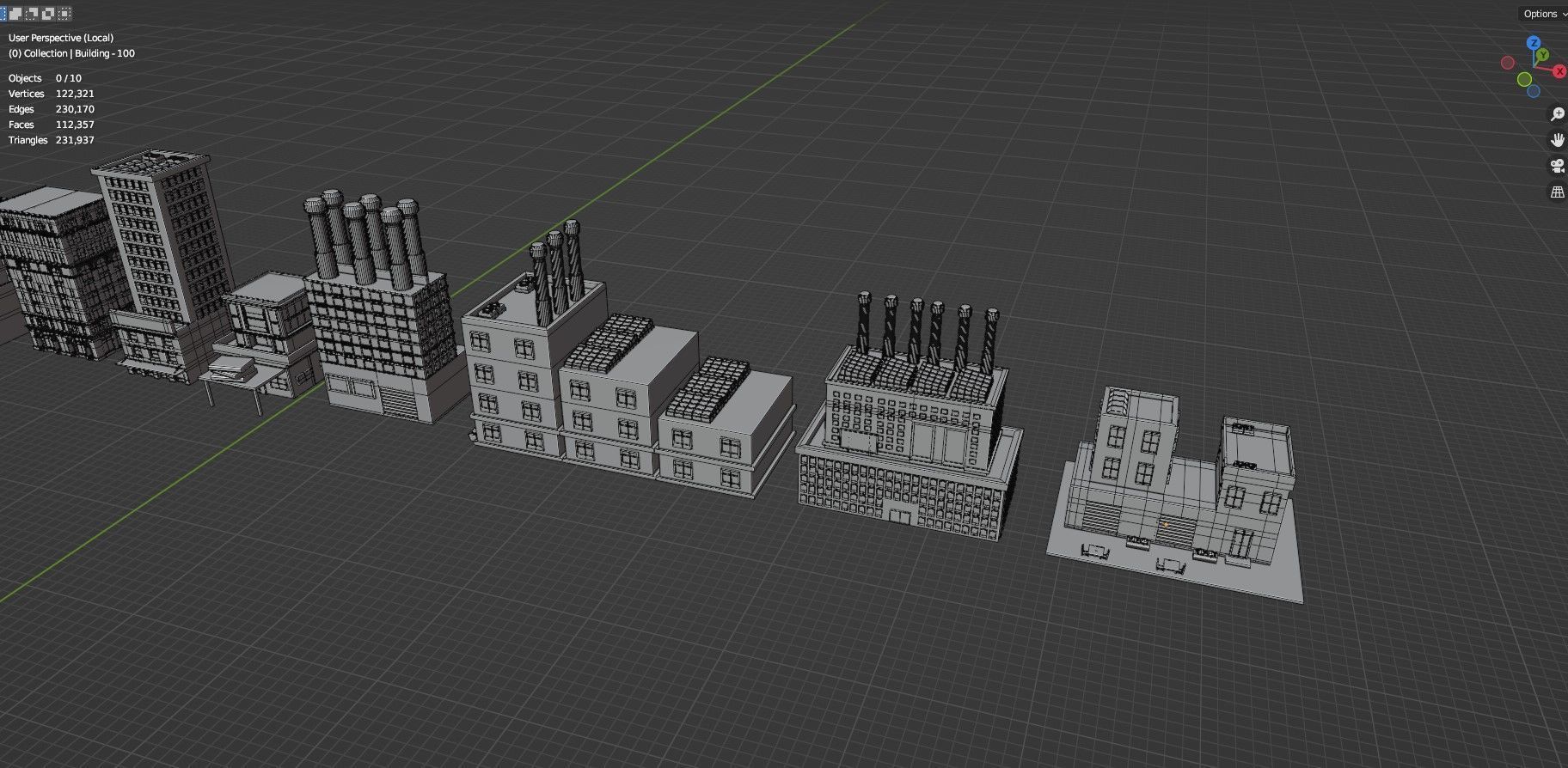 Low Poly City Buildings Pack Of 140 - Game Ready - Untextured  Low-poly 3D model_61