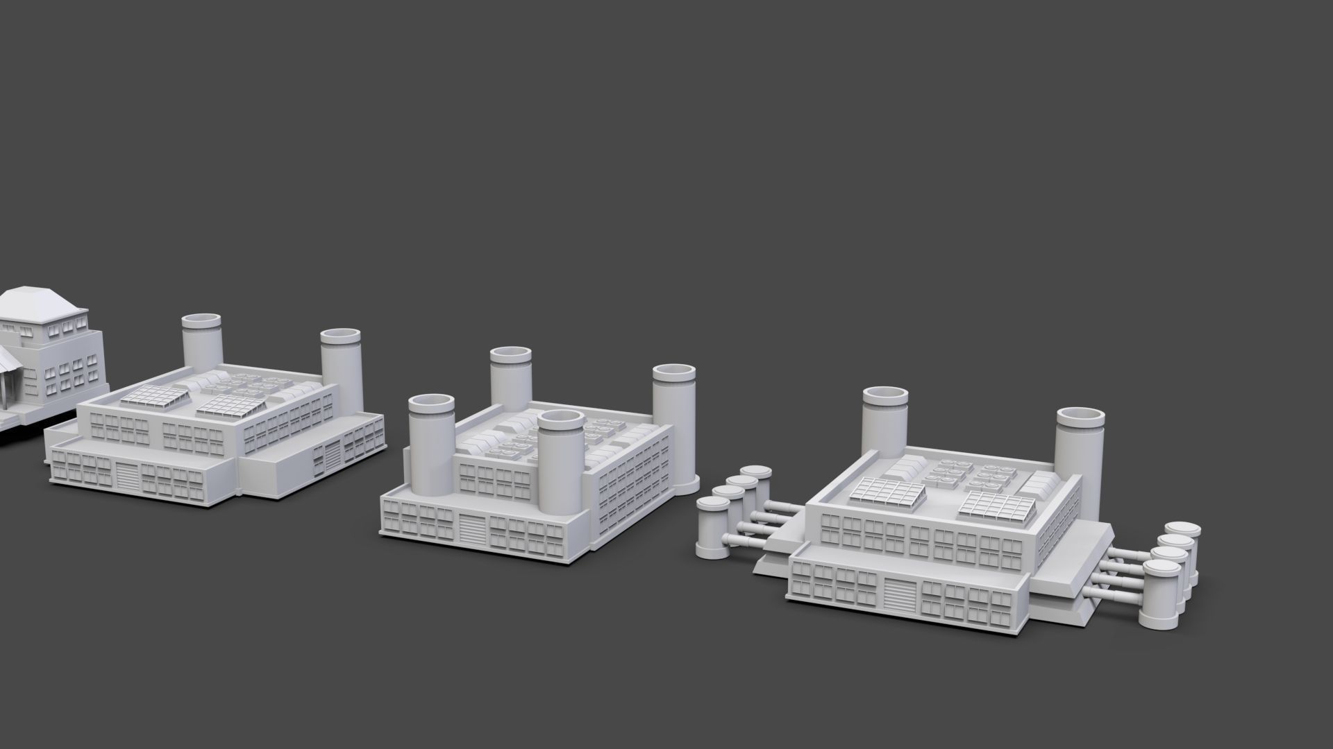Low Poly City Buildings Pack Of 140 - Game Ready - Untextured  Low-poly 3D model_83