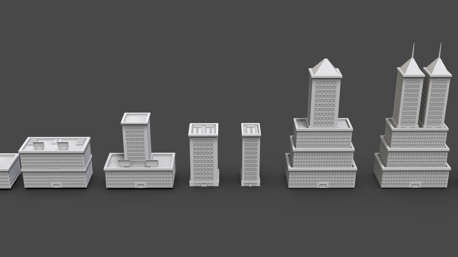 Low Poly City Buildings Pack Of 140 - Game Ready - Untextured  Low-poly 3D model_75