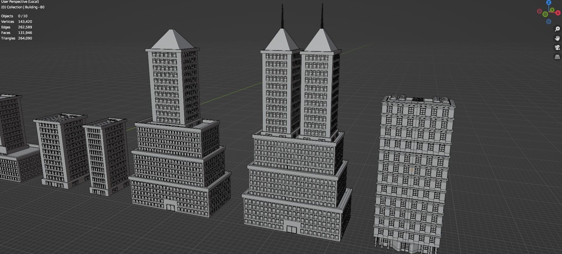 Low Poly City Buildings Pack Of 140 - Game Ready - Untextured  Low-poly 3D model_46