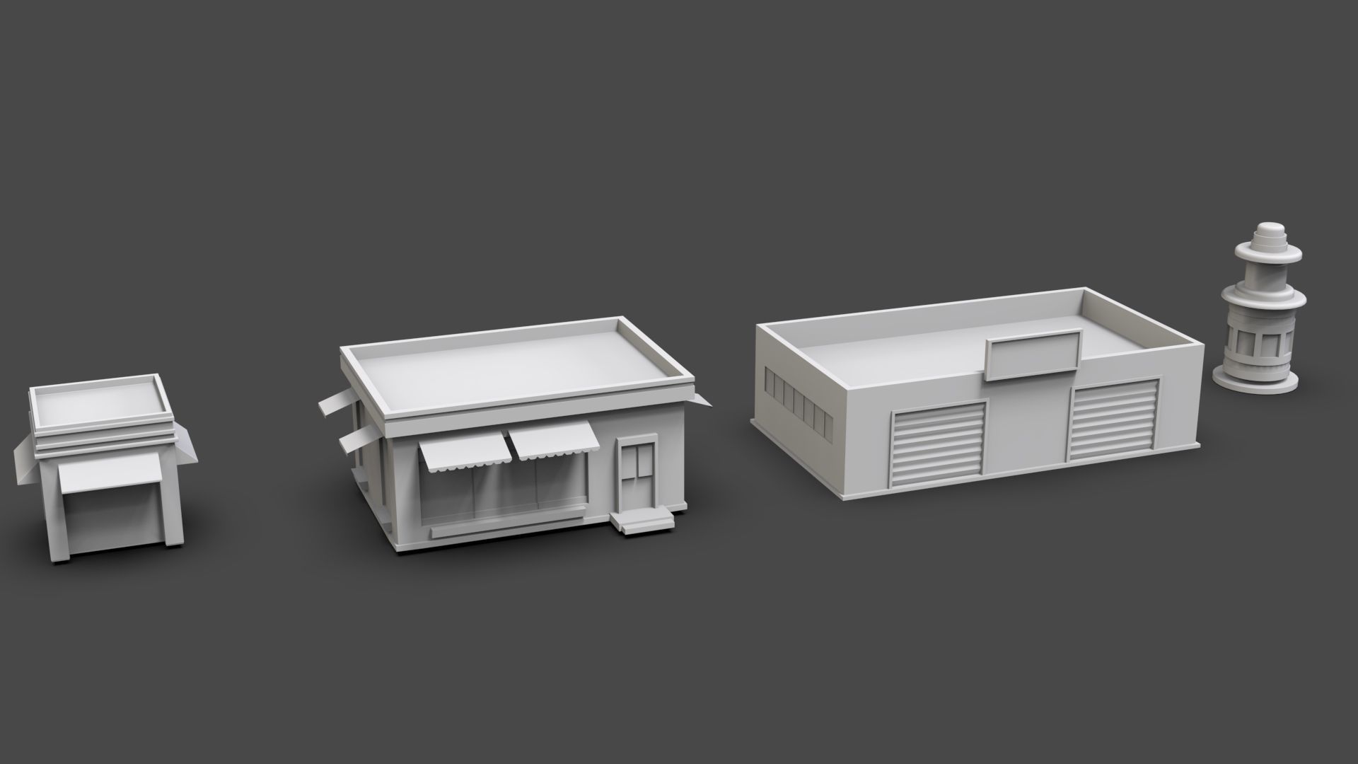 Low Poly City Buildings Pack Of 140 - Game Ready - Untextured  Low-poly 3D model_21