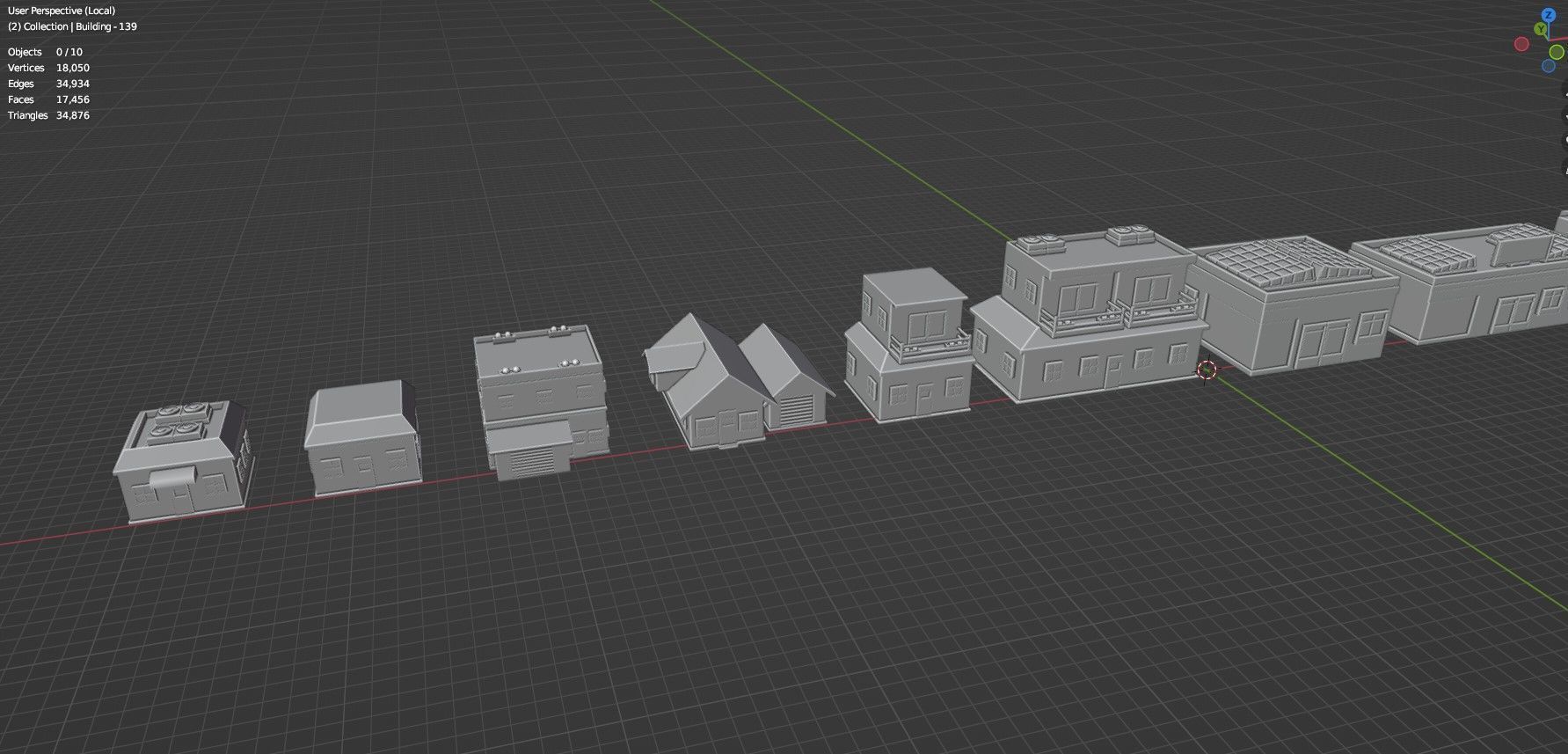 Low Poly City Buildings Pack Of 140 - Game Ready - Untextured  Low-poly 3D model_104