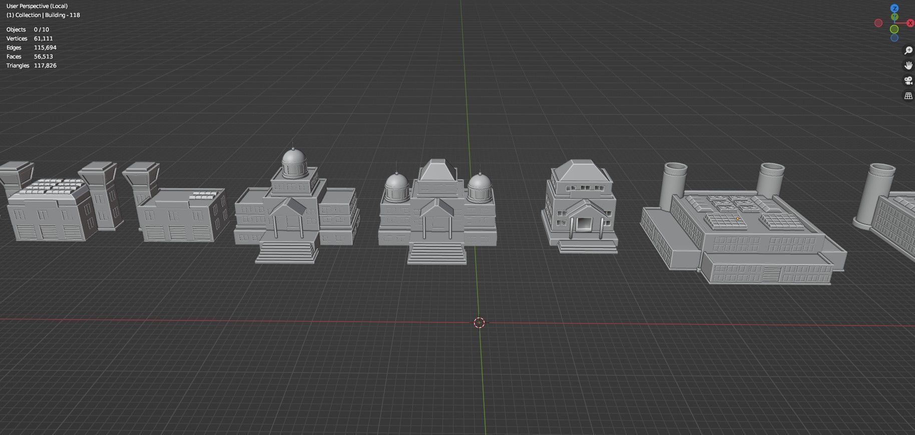Low Poly City Buildings Pack Of 140 - Game Ready - Untextured  Low-poly 3D model_112