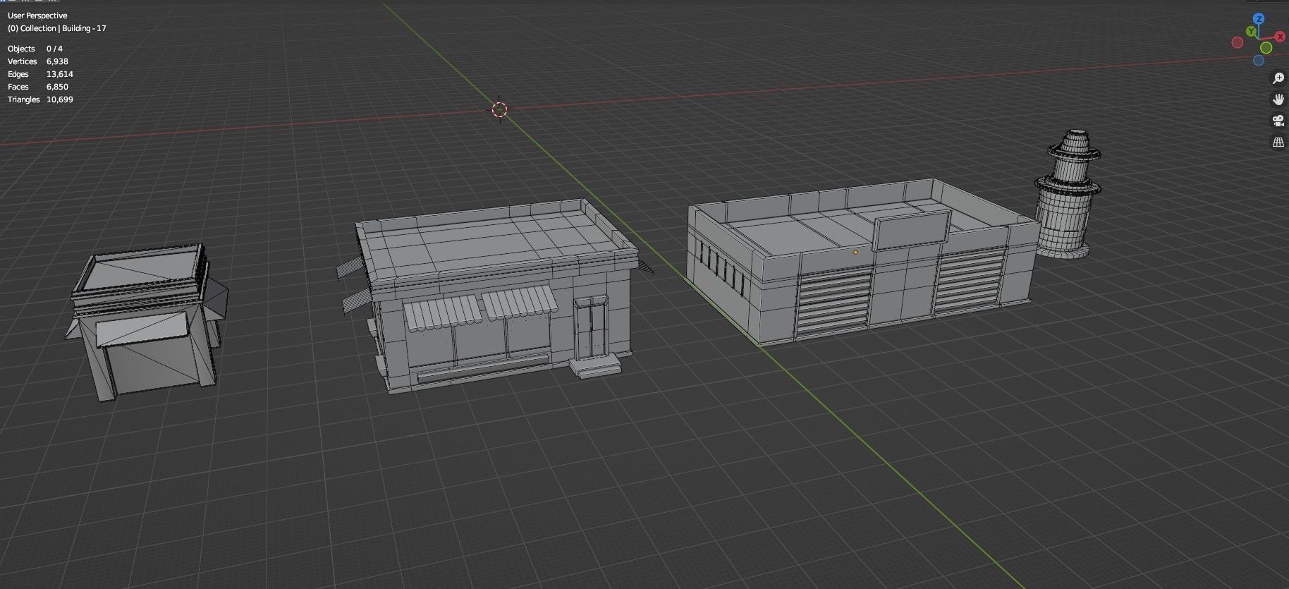 Low Poly City Buildings Pack Of 140 - Game Ready - Untextured  Low-poly 3D model_49