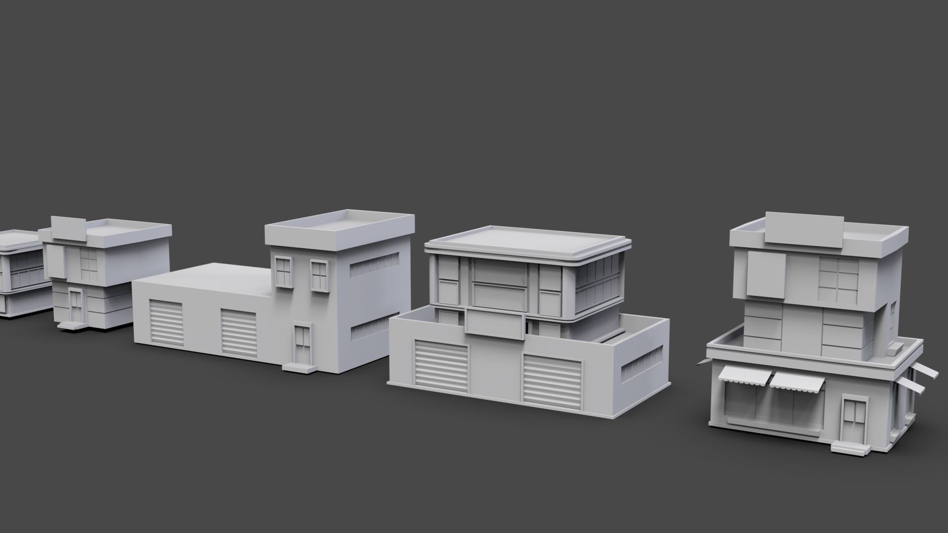 Low Poly City Buildings Pack Of 140 - Game Ready - Untextured  Low-poly 3D model_32
