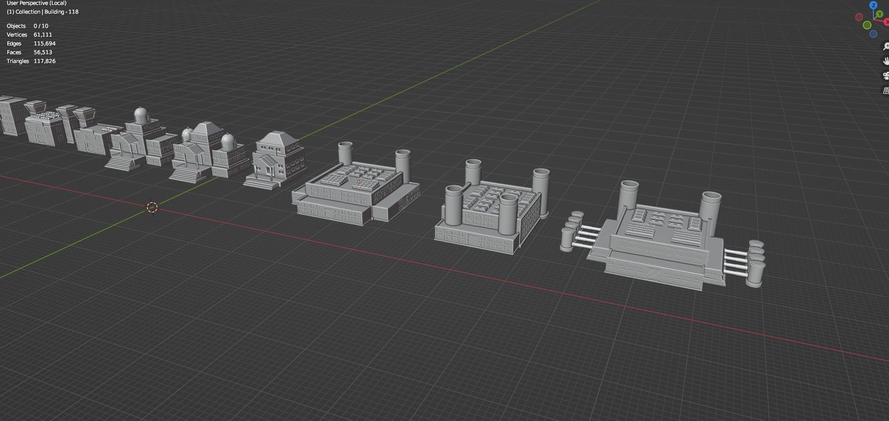 Low Poly City Buildings Pack Of 140 - Game Ready - Untextured  Low-poly 3D model_106