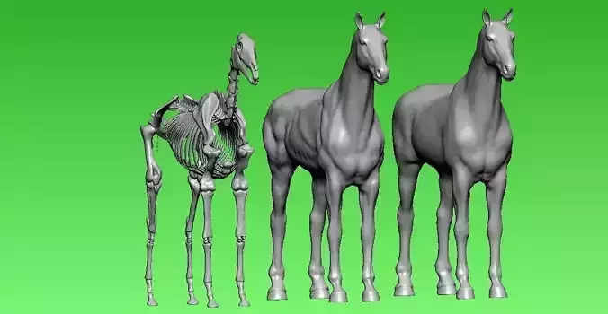 Three horse statue decor destop - 3D model 