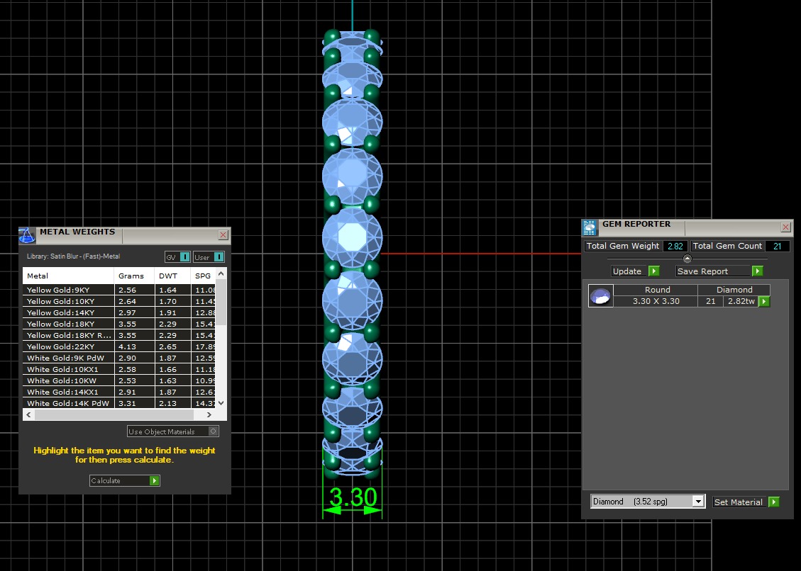 U Shaped Eternity Ring 3 point 3 mm stone size swiss 17 and EU57 3D print model_6