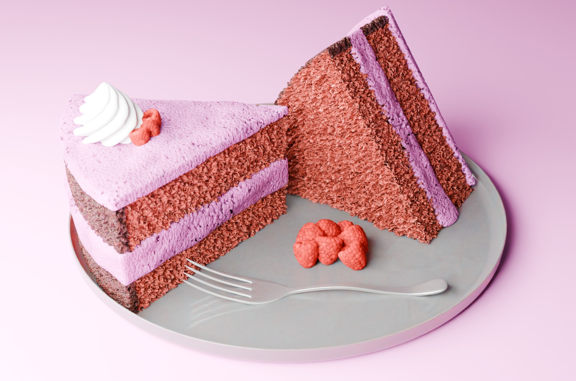 A raspberry cake  Low-poly 3D model_1