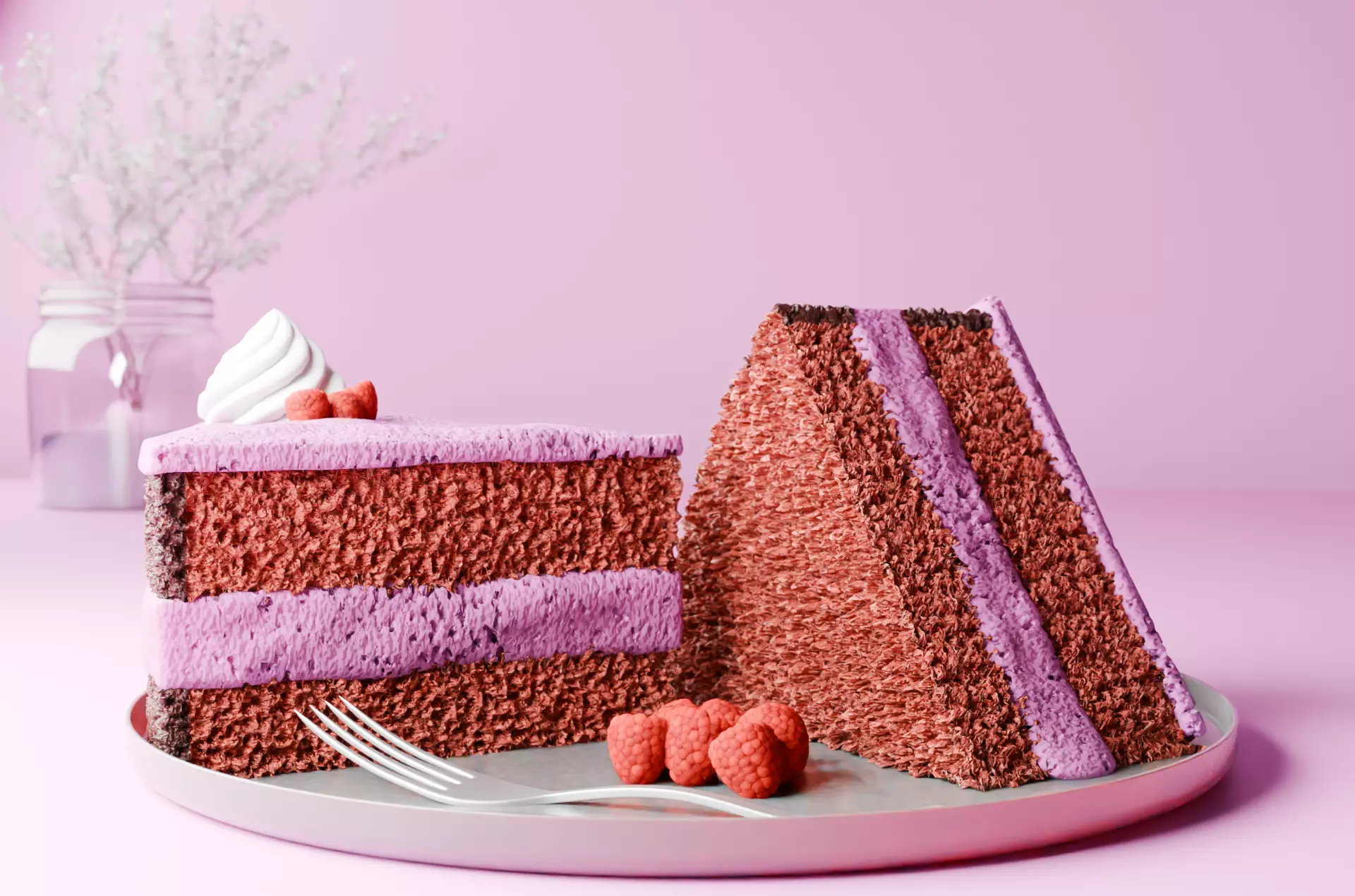 A raspberry cake  Low-poly 3D model_0