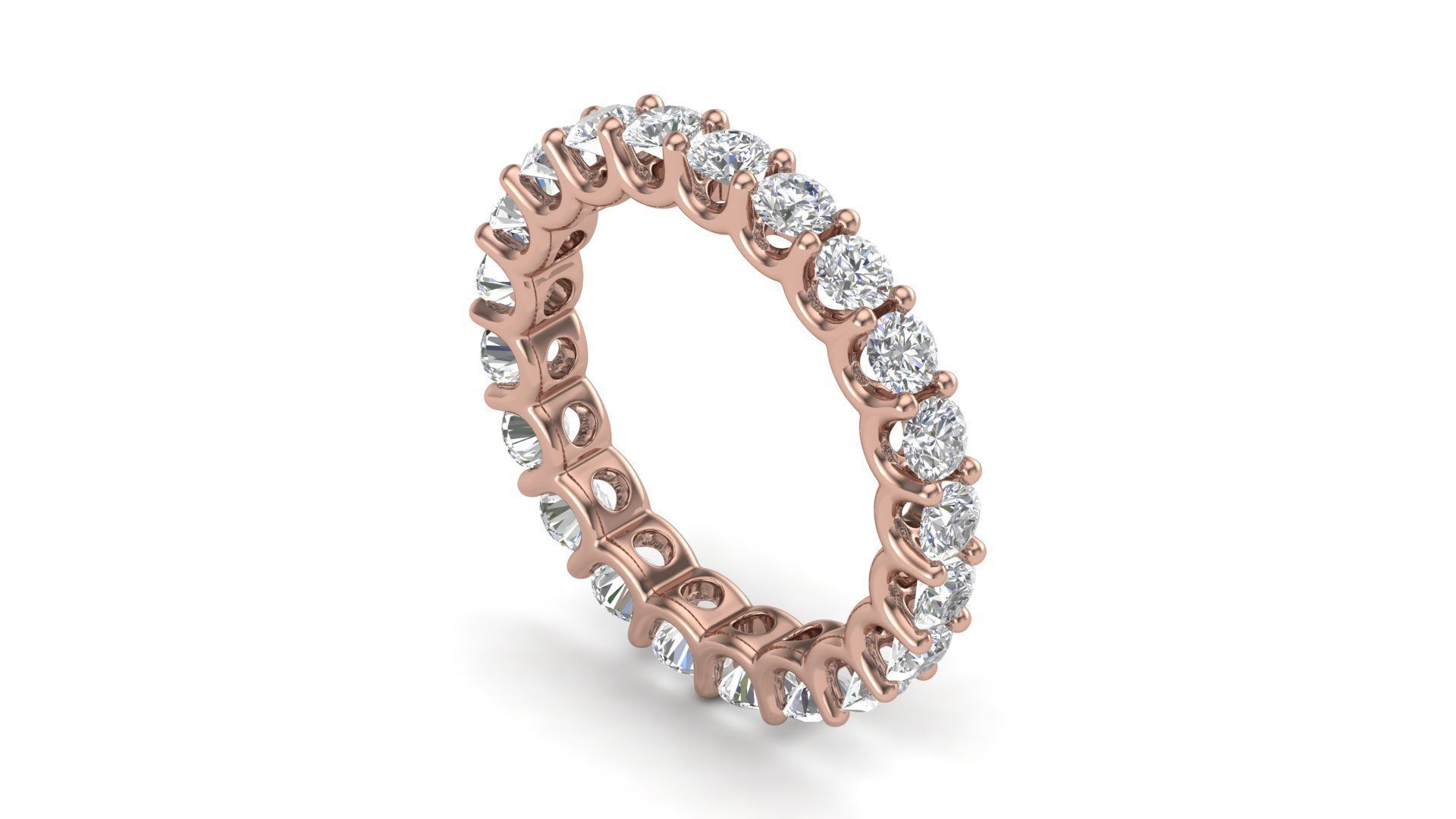 U Shaped Eternity Ring 3 point 3 mm stone size swiss 20 and EU60 3D print model_10