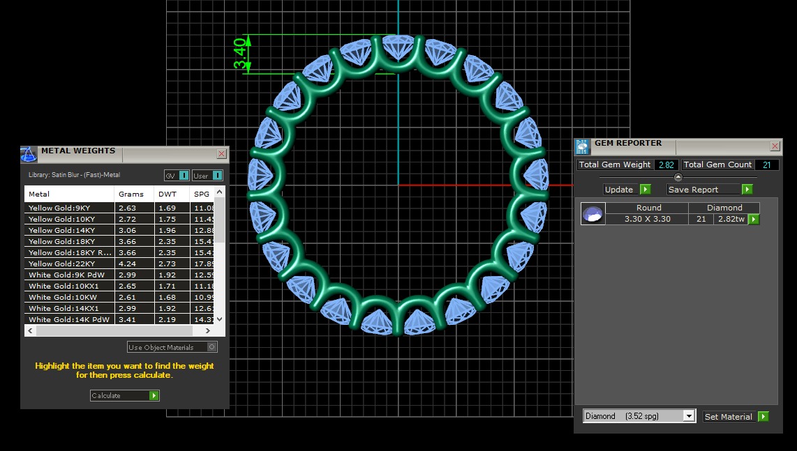 U Shaped Eternity Ring 3 point 3 mm stone size swiss 20 and EU60 3D print model_3