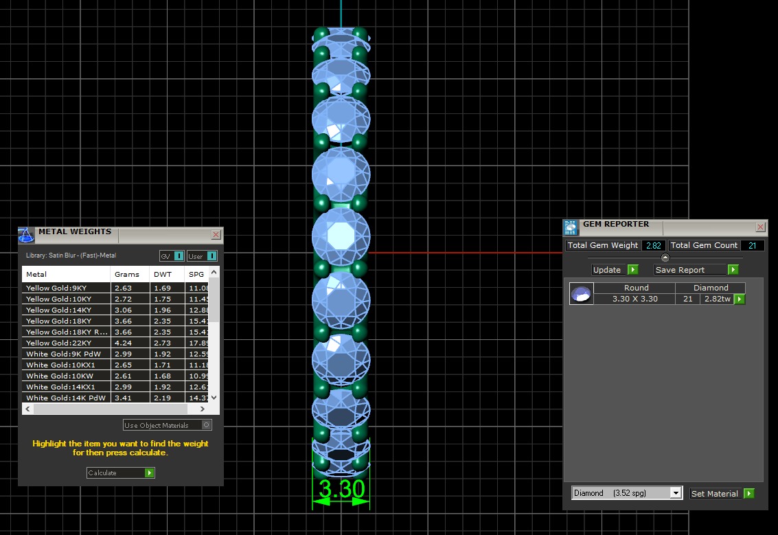 U Shaped Eternity Ring 3 point 3 mm stone size swiss 20 and EU60 3D print model_4