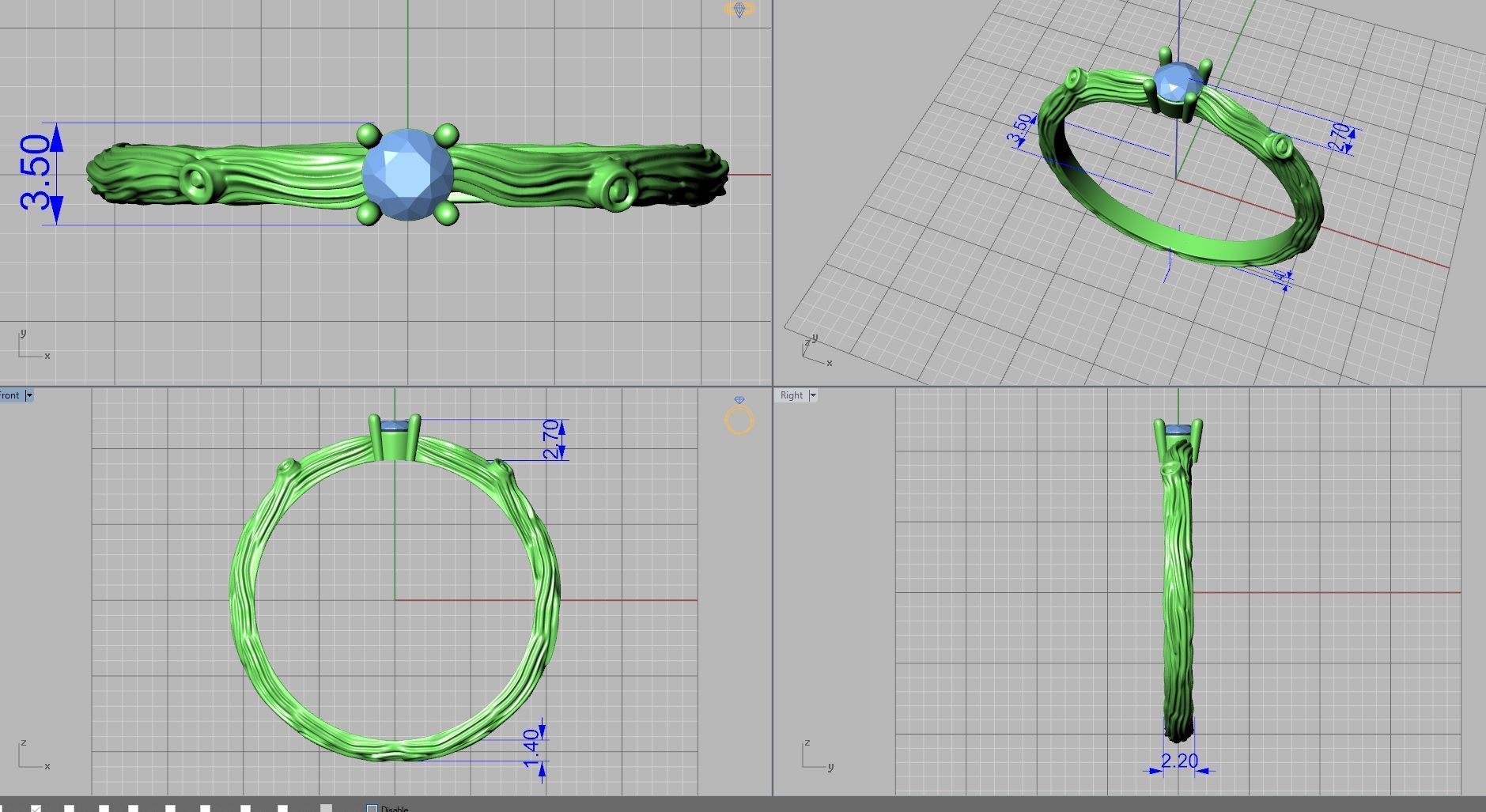 Delicate diamond ring 3D print model_6