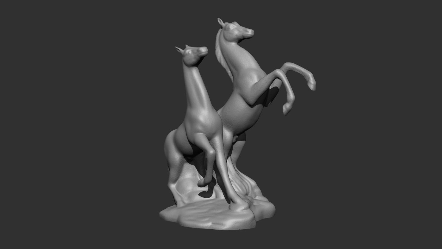 3D Sculpture of Two Horses in Motion -  3D print model_1