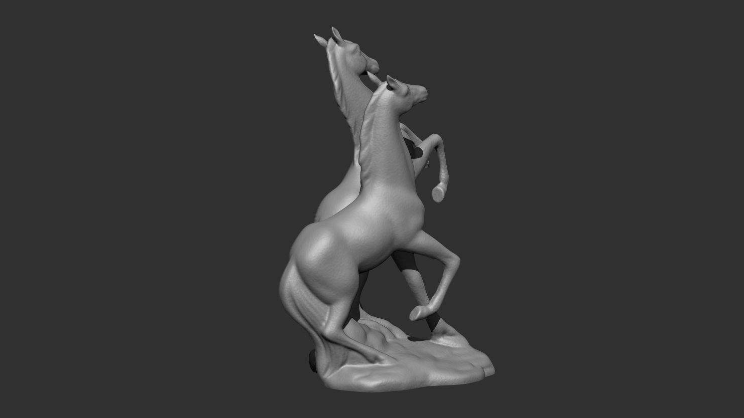 3D Sculpture of Two Horses in Motion -  3D print model_2
