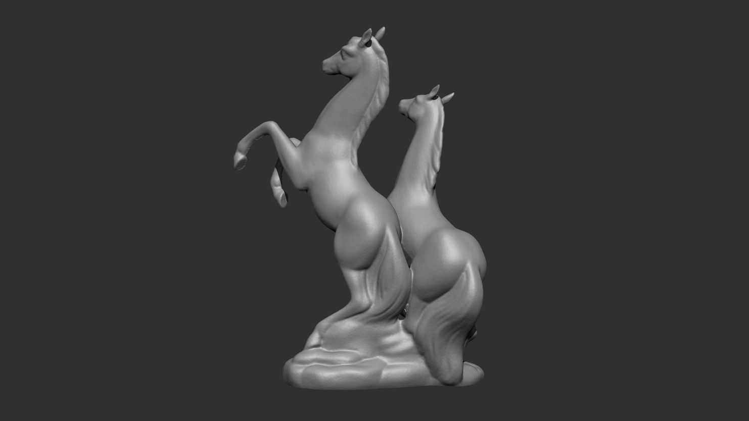 3D Sculpture of Two Horses in Motion -  3D print model_3