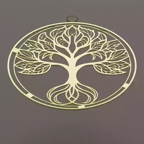 Golden Pendent with Tree design inside a ring