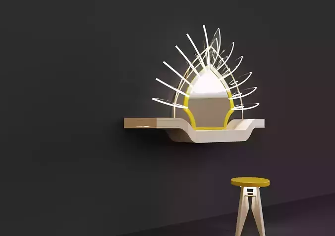 Exclusive Wall Mounted Makeup Table  Dressing Table  Low-poly 3D model