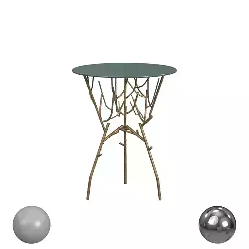 Tara Branched Glass Top Gold Accent Table 3D model