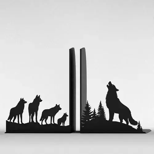 Wolf Pack Bookends 3D print model