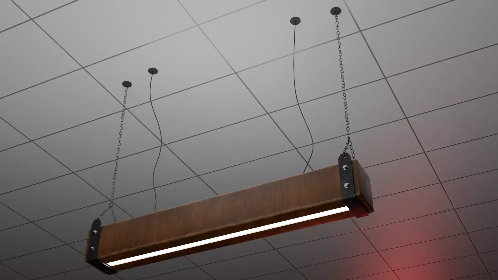Natural Solid Wood Indoor Lighting Fixture Low-poly 3D model