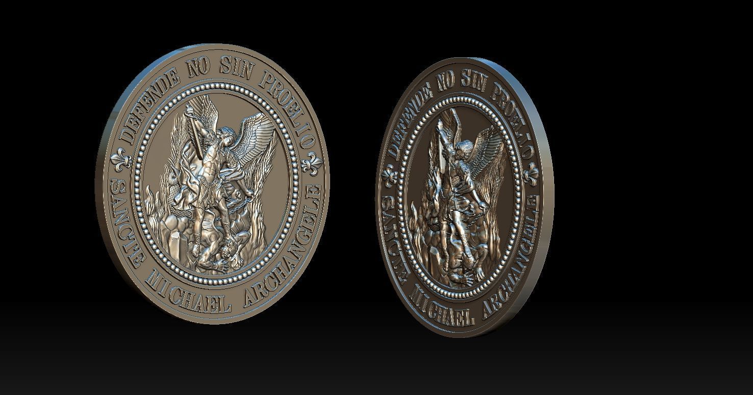 Saint Michael Archangel Medal 3D print model_2
