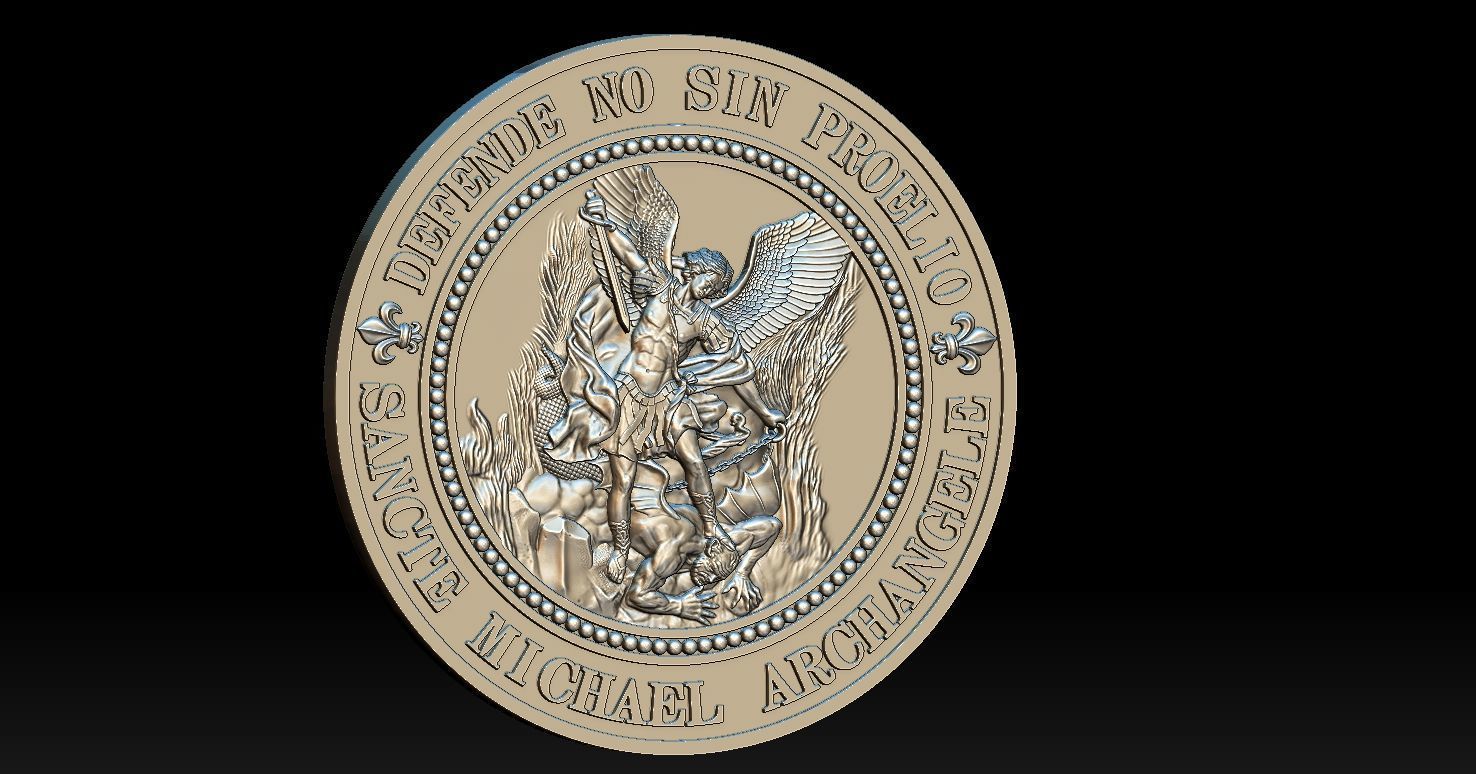Saint Michael Archangel Medal 3D print model_1