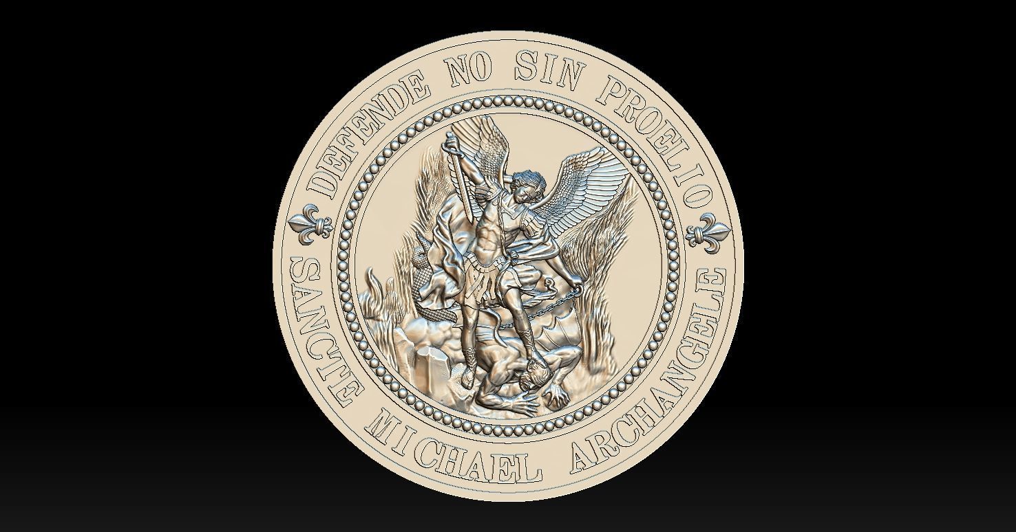 Saint Michael Archangel Medal 3D print model_17