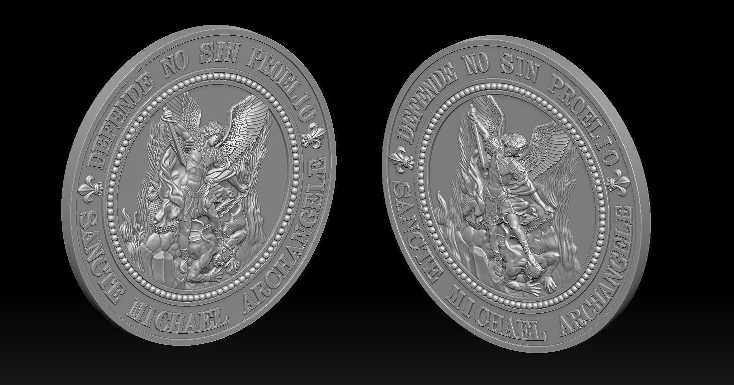 Saint Michael Archangel Medal 3D print model_9