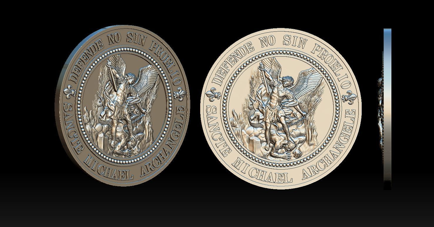 Saint Michael Archangel Medal 3D print model_10